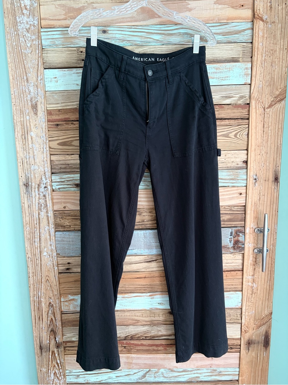 American Eagle Super High-Rise Baggy Wide Leg Black Jeans Size 4